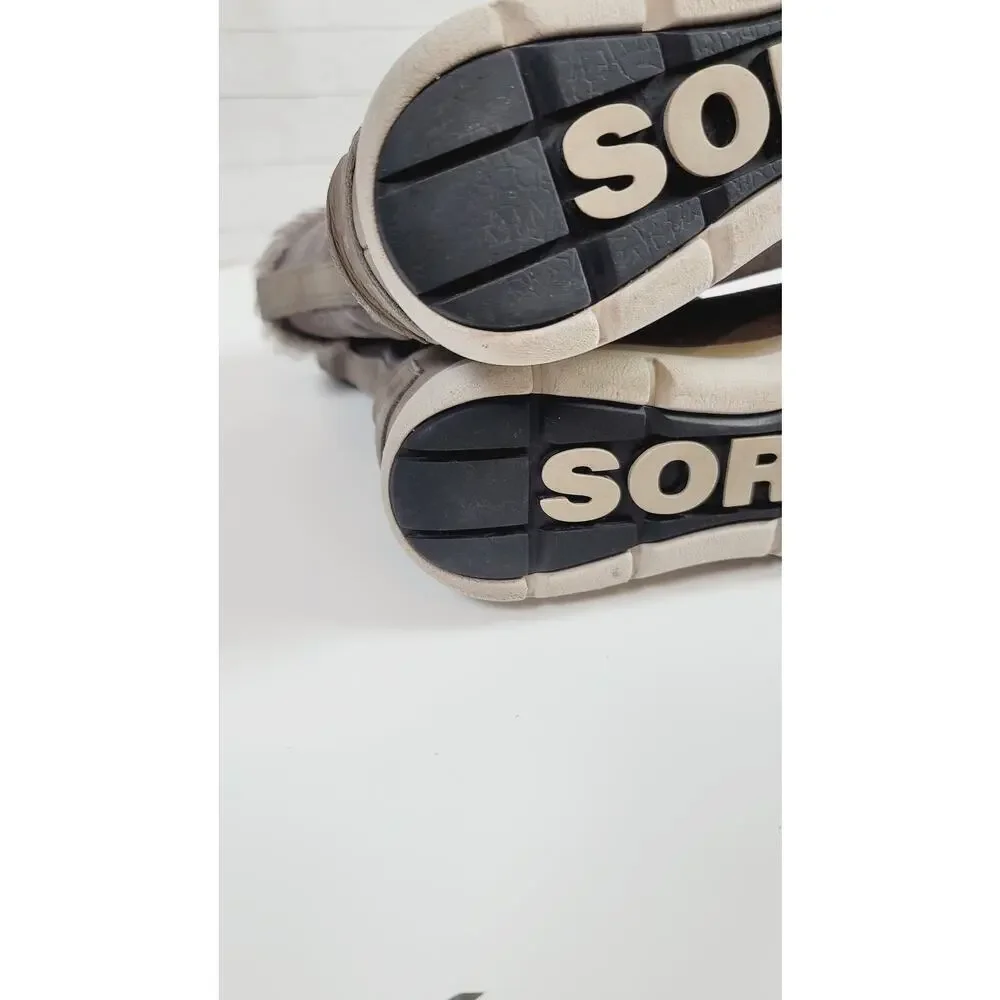 Sorel Explorer Joan Shearling Waterproof Suede Leather Bootie in Gray, sz 9.5